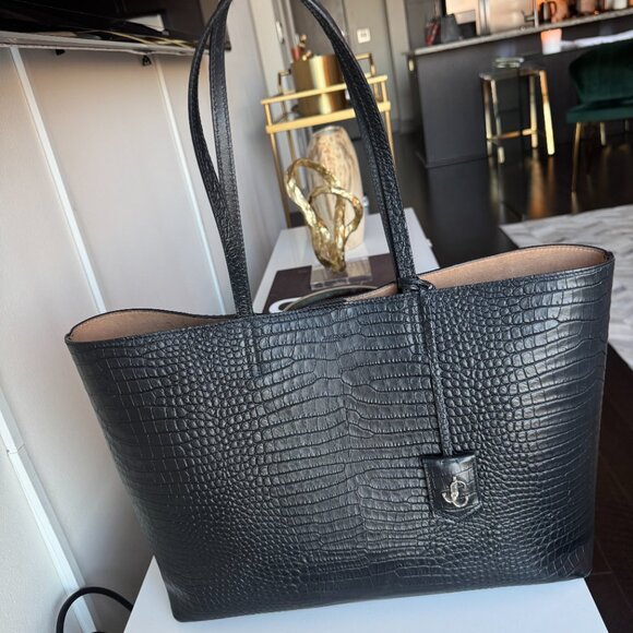 Jimmy Choo Black Croc Embossed Leather Tote - Picture 4 of 16